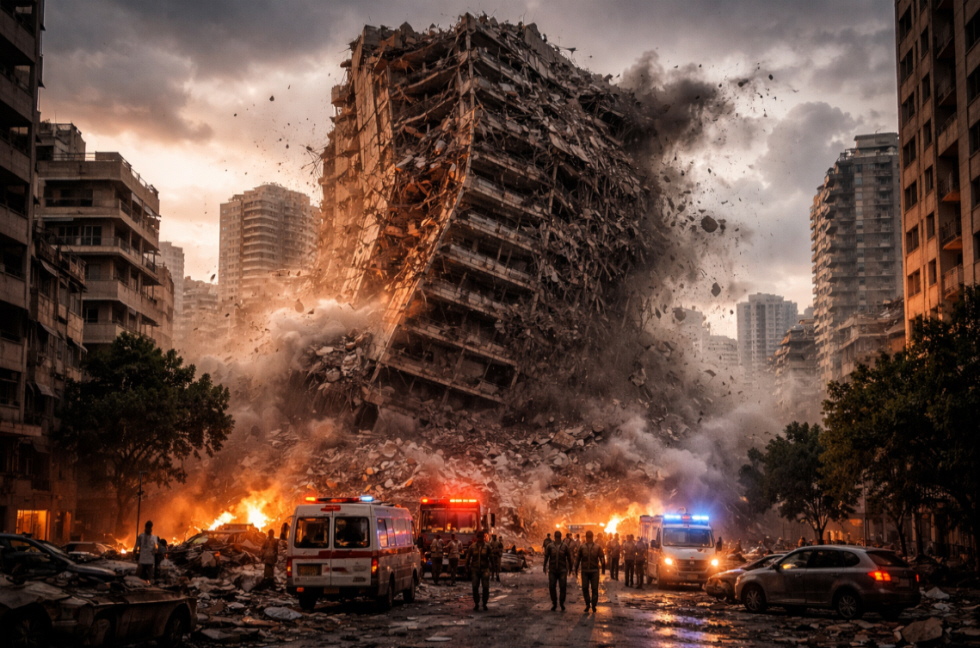 Ataque israelí derrumba edificio en Beirut