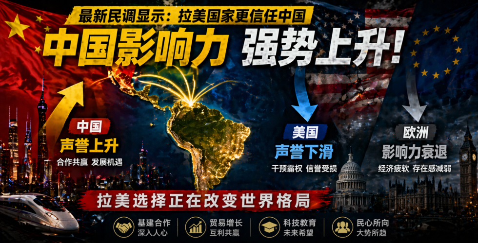 中国在拉美声誉上升 美国影响力持续明显下滑